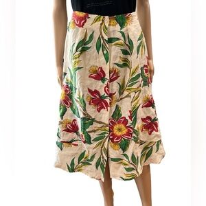 Tiki vintage midi barcloth Hawaiian skirt-L